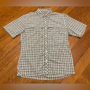 Simms Men’s Short Sleeve Fishing Shirt, Blue White, Size Medium